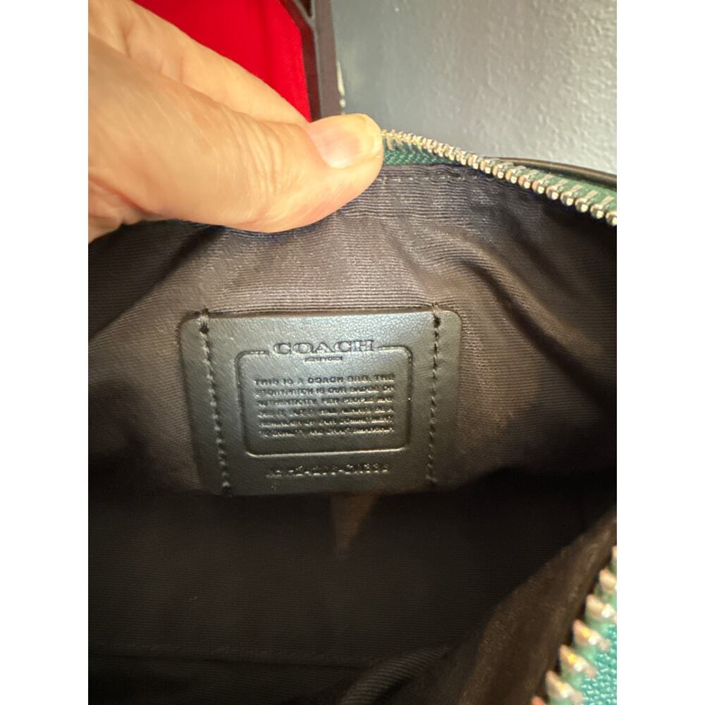 COACH NWT Emerald Green Silver Zip Top Crossbody Bag | NWT - Picture 7 of 10